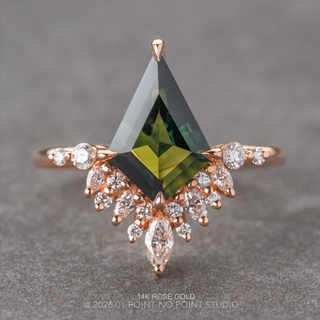 2.40 Carat Green Kite Sapphire and Diamond Engagement Ring, Aubrey Setting