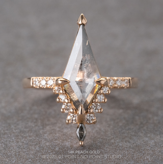 2.54 Carat Salt and Pepper Kite Diamond Engagement Ring, Avaline Setting