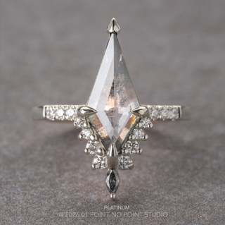 2.54 Carat Salt and Pepper Kite Diamond Engagement Ring, Avaline Setting