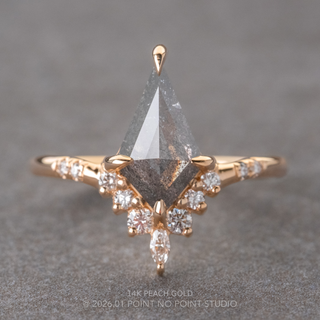 1.33 Carat Salt and Pepper Kite Diamond Engagement Ring, Flora Setting