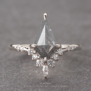1.33 Carat Salt and Pepper Kite Diamond Engagement Ring, Flora Setting