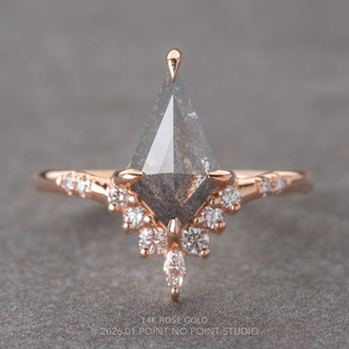 1.33 Carat Salt and Pepper Kite Diamond Engagement Ring, Flora Setting
