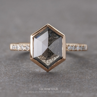 1.94 Carat Black Hexagon Diamond Engagement Ring, Bezel Jules Setting