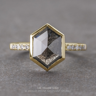 1.94 Carat Black Hexagon Diamond Engagement Ring, Bezel Jules Setting