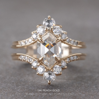 2.01 Carat Hexagon Moissanite and Diamond Engagement Ring, Empress Setting