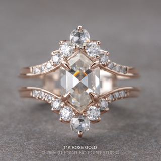 2.01 Carat Hexagon Moissanite and Diamond Engagement Ring, Empress Setting