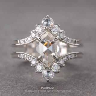 2.01 Carat Hexagon Moissanite and Diamond Engagement Ring, Empress Setting