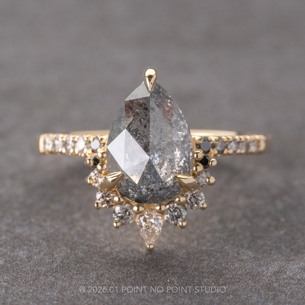 Salt and Pepper Diamond Engagement Ring, Point No Point Studio