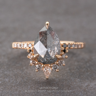 2.16 Carat Salt and Pepper Pear Diamond Engagement Ring, Ombre Avaline Setting