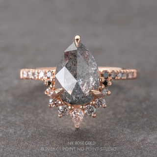 2.16 Carat Salt and Pepper Pear Diamond Engagement Ring, Ombre Avaline Setting