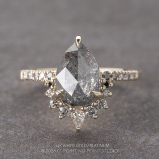 2.16 Carat Salt and Pepper Pear Diamond Engagement Ring, Ombre Avaline Setting