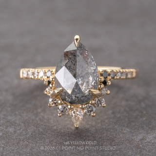 2.16 Carat Salt and Pepper Pear Diamond Engagement Ring, Ombre Avaline Setting