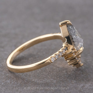 2 Carat Salt and Pepper Pear Diamond Engagement Ring, Ombre Avaline Setting, 14K Yellow Gold