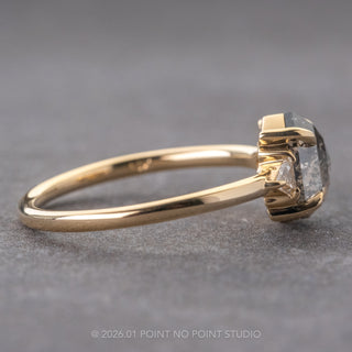 1.24 Carat Salt and Pepper Hexagon Diamond Engagement Ring, Zoe Setting, 14K Yellow Gold