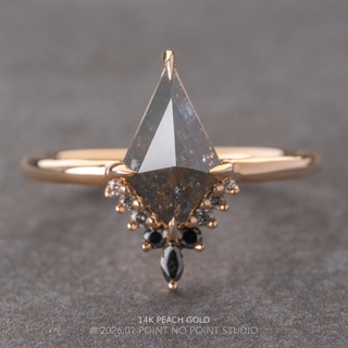 2.01 Carat Black Salt and Pepper Kite Diamond Engagement Ring, Ombre Ava Setting