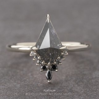 2.01 Carat Black Salt and Pepper Kite Diamond Engagement Ring, Ombre Ava Setting