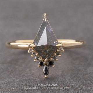 2.01 Carat Black Salt and Pepper Kite Diamond Engagement Ring, Ombre Ava Setting