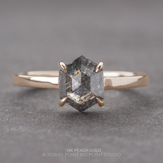 1.52 Carat Salt and Pepper Hexagon Diamond Engagement Ring, Jane Setting