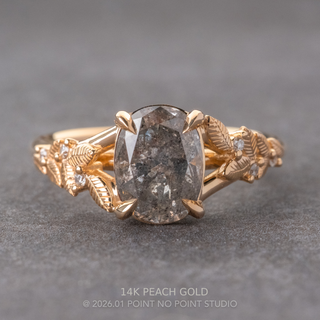 2.25 Carat Salt and Pepper Oval Diamond Engagement Ring, Magnolia Setting