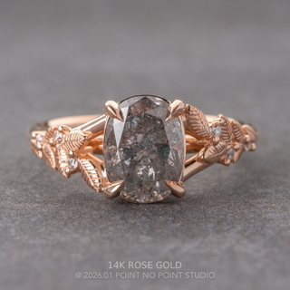 2.25 Carat Salt and Pepper Oval Diamond Engagement Ring, Magnolia Setting