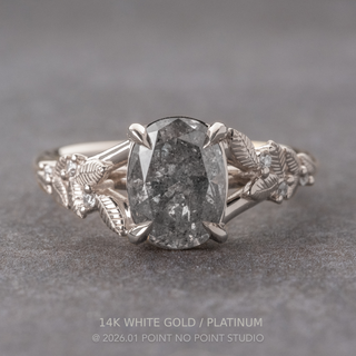 2.25 Carat Salt and Pepper Oval Diamond Engagement Ring, Magnolia Setting