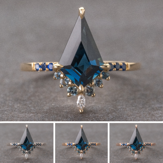 2.03 Carat Blue Kite Sapphire and Diamond Engagement Ring, Ombre Avaline Setting