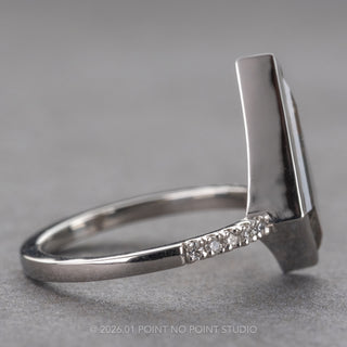 2.18 Carat Black Speckled Kite Diamond Engagement Ring, Bezel Jules Setting, Platinum