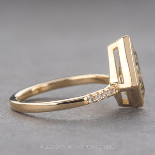 2 Carat Canadian Salt and Pepper Kite Diamond Engagement Ring, Bezel Jules Setting, 14K Yellow Gold