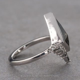 1.61 Carat Black Speckled Kite Diamond Engagement Ring, Bezel Ombre Avaline Setting, Platinum