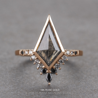 1.30 Carat Black Salt and Pepper Kite Diamond Engagement Ring, Bezel Ombre Avaline Setting