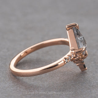 .95 Carat Salt and Pepper Kite Diamond Engagement Ring, Ombre Avaline Setting, 14K Rose Gold