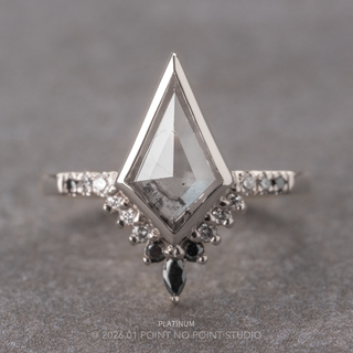 1.98 Carat Salt and Pepper Kite Diamond Engagement Ring, Bezel Ombre Avaline Setting