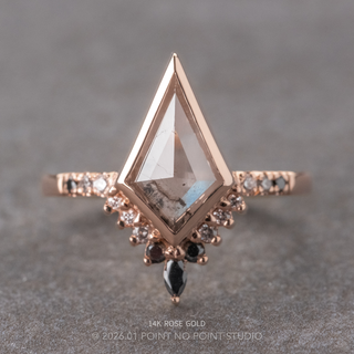 1.98 Carat Salt and Pepper Kite Diamond Engagement Ring, Bezel Ombre Avaline Setting