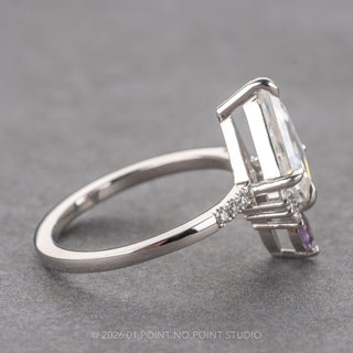 1.23 Carat Kite Moissanite Engagement Ring, Avaline Setting, Platinum