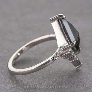 3.24 Carat Black Speckled Kite Diamond Engagement Ring, Ombre Avaline Setting, Platinum