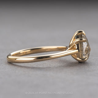 1.53 Carat Icy Grey Pear Diamond Engagement Ring, Lenora Setting, 14K Yellow Gold