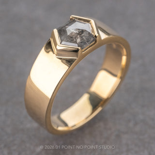 1.32 Carat Salt and Pepper Hexagon Diamond Engagement Ring, Cygnus Setting