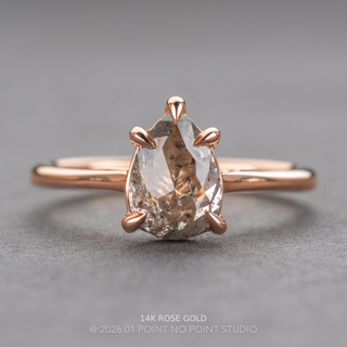 1.53 Carat Icy Grey Pear Diamond Engagement Ring, Lenora Setting