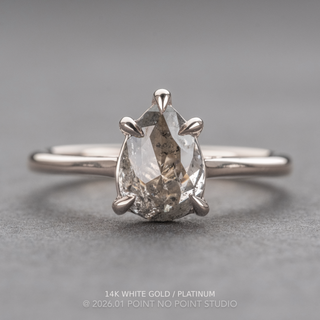 1.53 Carat Icy Grey Pear Diamond Engagement Ring, Lenora Setting