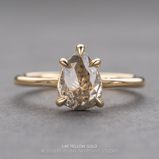 1.53 Carat Icy Grey Pear Diamond Engagement Ring, Lenora Setting