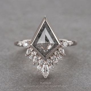 2.08 Carat Salt and Pepper Kite Diamond Engagement Ring, Bezel Aubrey Setting
