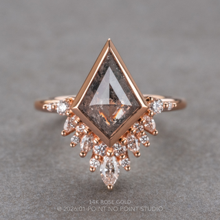 2.08 Carat Salt and Pepper Kite Diamond Engagement Ring, Bezel Aubrey Setting