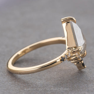 1.61 Carat Icy Grey Kite Diamond Engagement Ring, Ombre Avaline Setting, 14K Yellow Gold