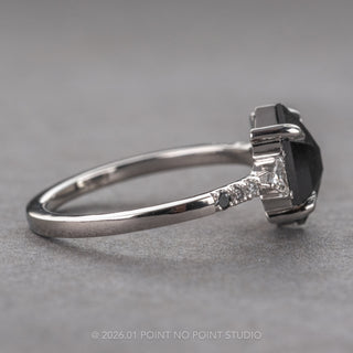 1.83 Carat Black Hexagon Diamond Engagement Ring, Ombre Eliza Setting, Platinum