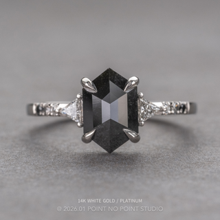 1.55 Carat Black Hexagon Diamond Engagement Ring, Ombre Eliza Setting