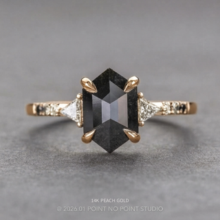 1.55 Carat Black Hexagon Diamond Engagement Ring, Ombre Eliza Setting