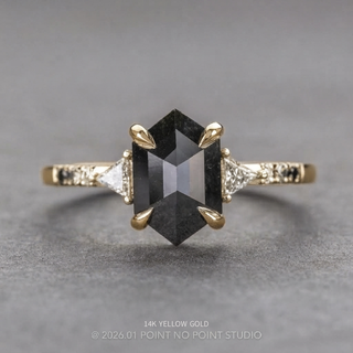 1.55 Carat Black Hexagon Diamond Engagement Ring, Ombre Eliza Setting