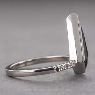 1.87 Carat Black Speckled Kite Diamond Engagement Ring, Bezel Ombre Jules Setting, Platinum