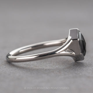 .83 Carat Black Hexagon Diamond Engagement Ring, Split Shank Bezel Jane Setting, Platinum