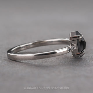 .86 Carat Black Hexagon Diamond Engagement Ring, Ombre Jules Setting, Platinum